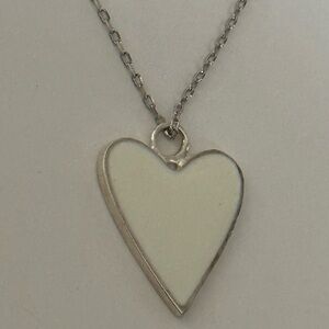925 Silver white enamel heart love necklace
